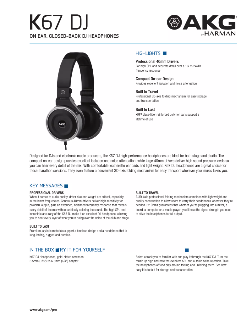 First page image of the manual for K67 DJ