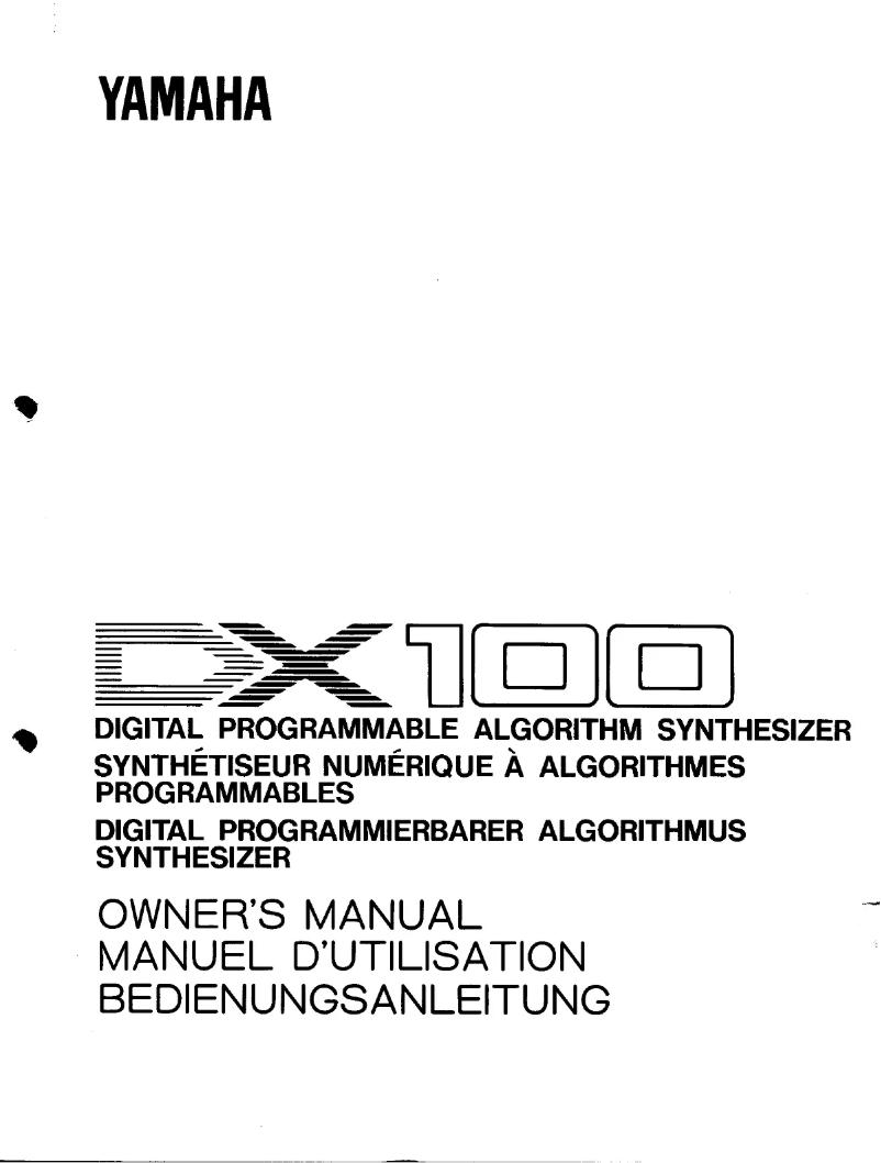 Page 1 of the manual User Manual Yamaha DX100