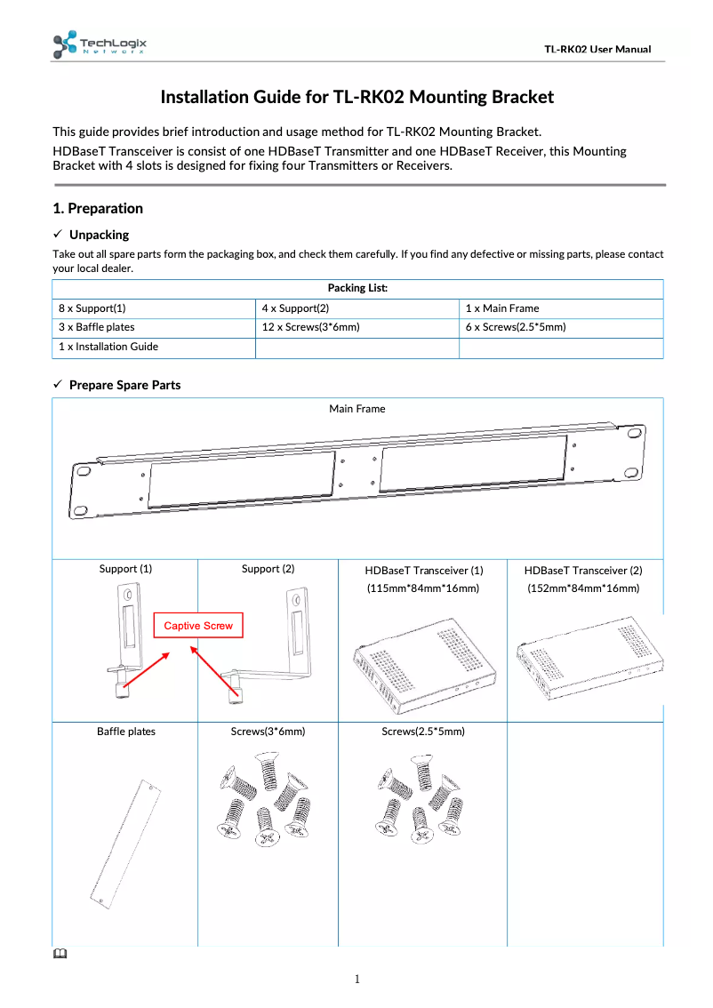 Page 1 of the manual User Manual TechLogix Networx TL-RK02