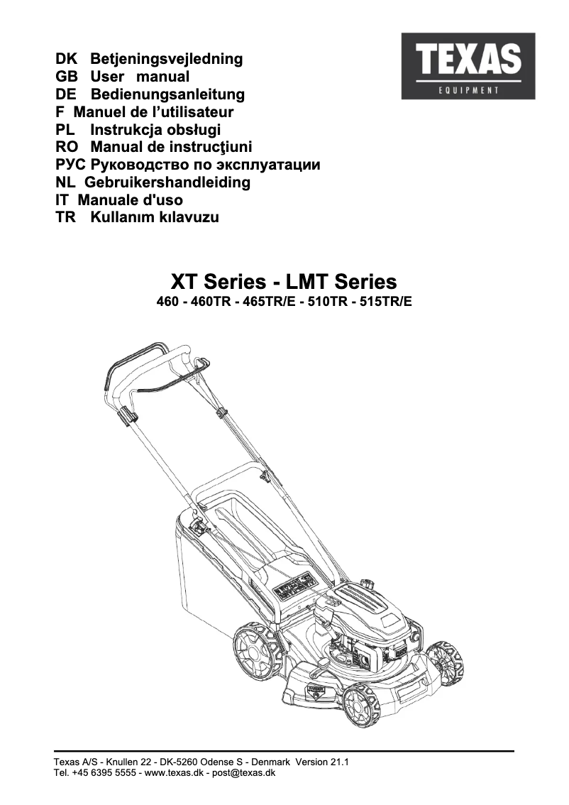 Page 1 of the manual User Manual Texas XT 465TR/E