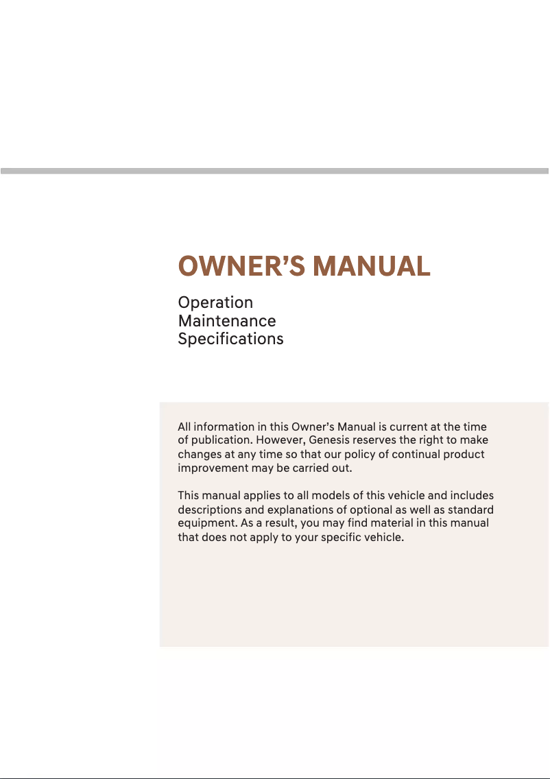 Page 1 of the manual User Manual Genesis GV60 (2023)