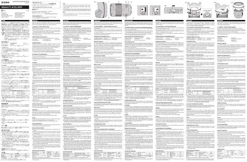First page image of the manual for 40mm f/1.4 DG HSM Art Sony E