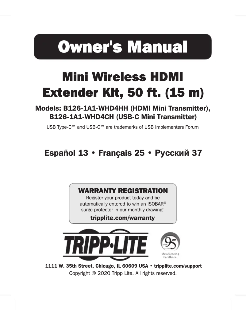 Page 1 of the manual User Manual Tripp Lite B126-1A1-WHD4HH