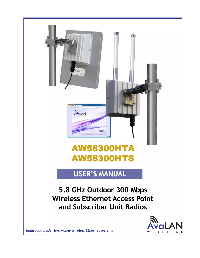 Page 1 of the manual User Manual AvaLAN AW58300HTA
