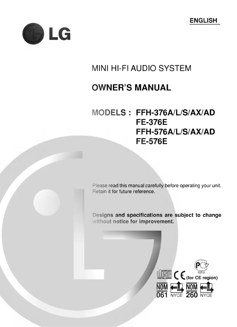 Page 1 of the manual User Manual LG FFH-576AX