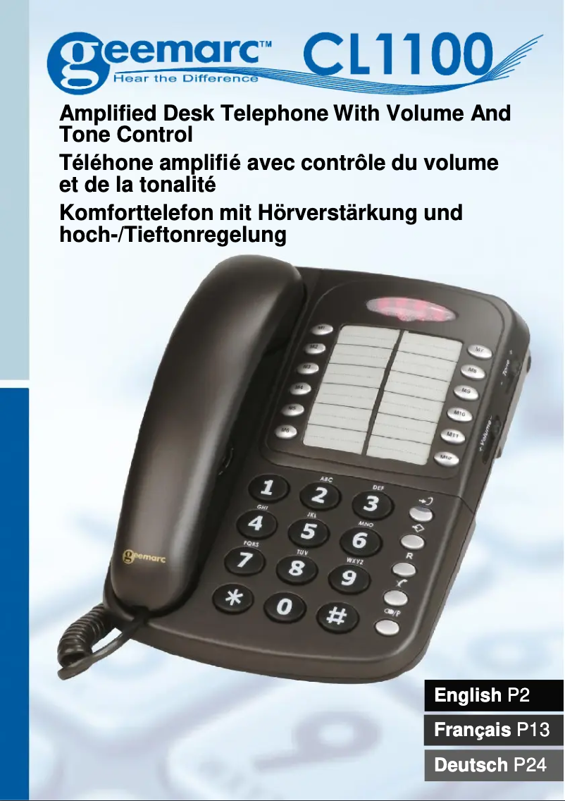 Page 1 of the manual User Manual Geemarc CL1100