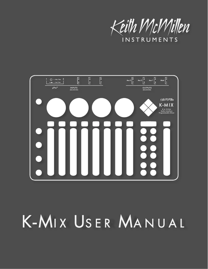 Page 1 of the manual User Manual Keith MCmillen K-Mix