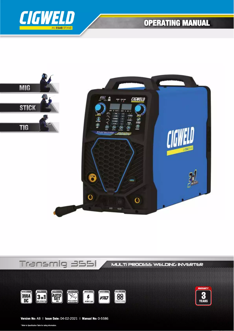 First page image of the manual for Transmig 355i