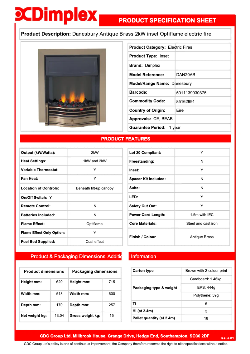 First page image of the manual for DAN20AB