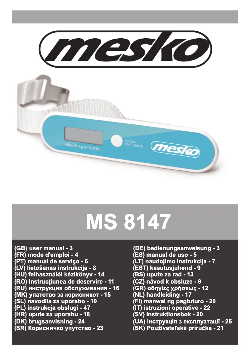 Image de la première page du manuel de l'appareil MS 8147