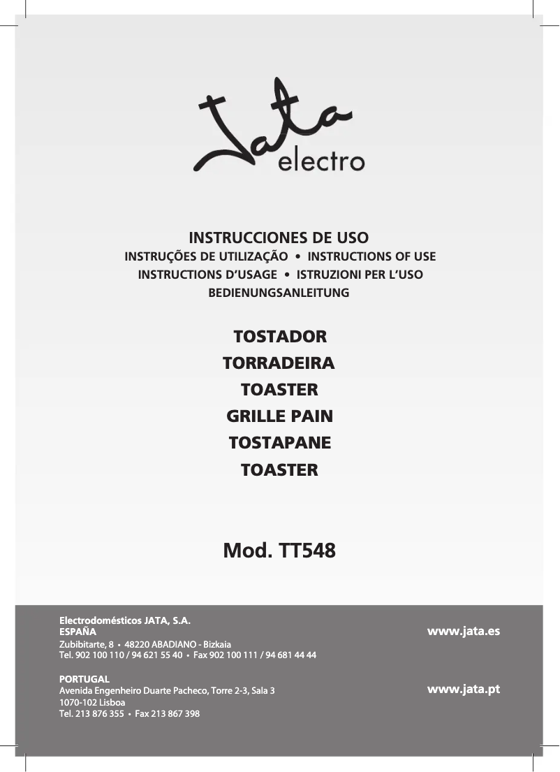 Page 1 of the manual User Manual Jata TT548