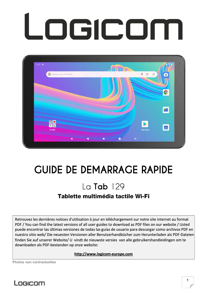 Page 1 of the manual User Manual Logicom La Tab 129