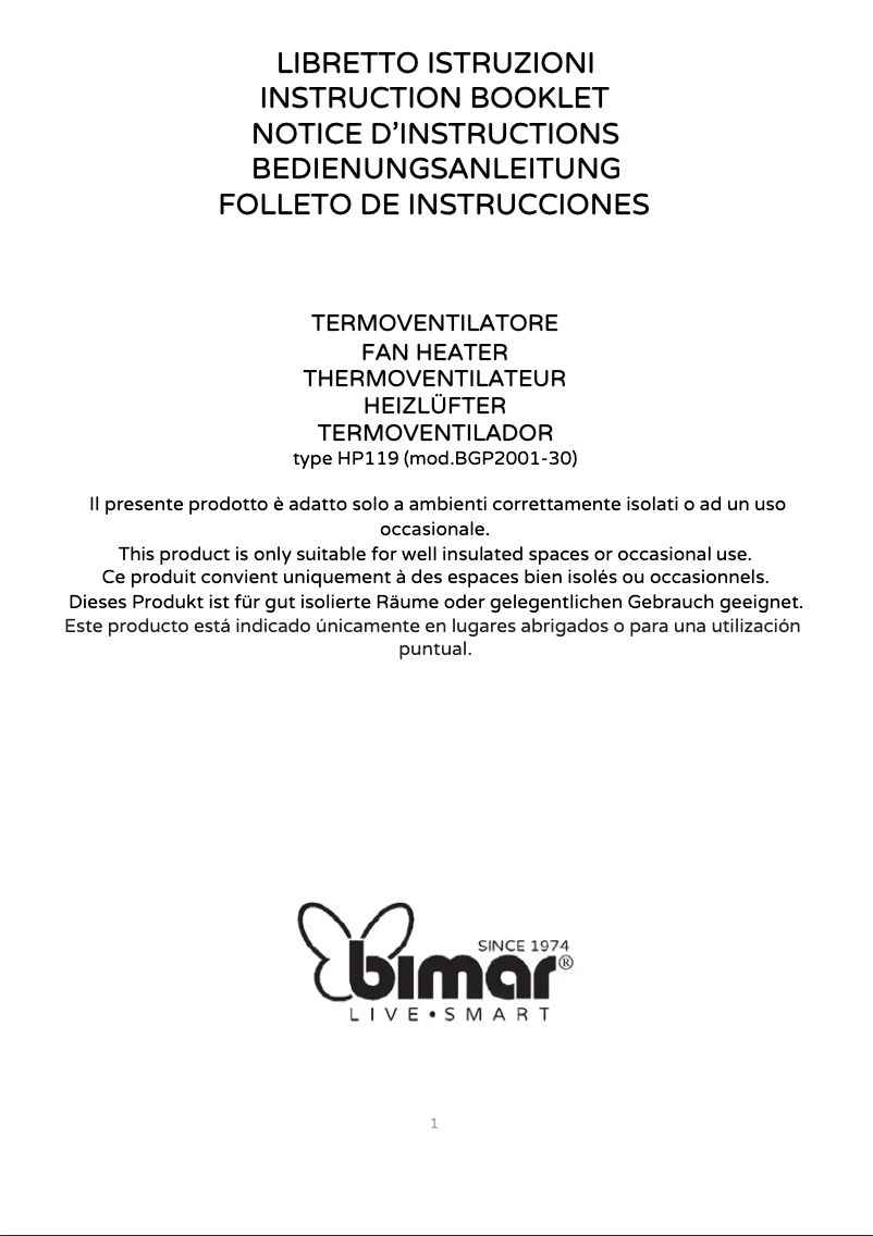 Page 1 of the manual User Manual Bimar HP119