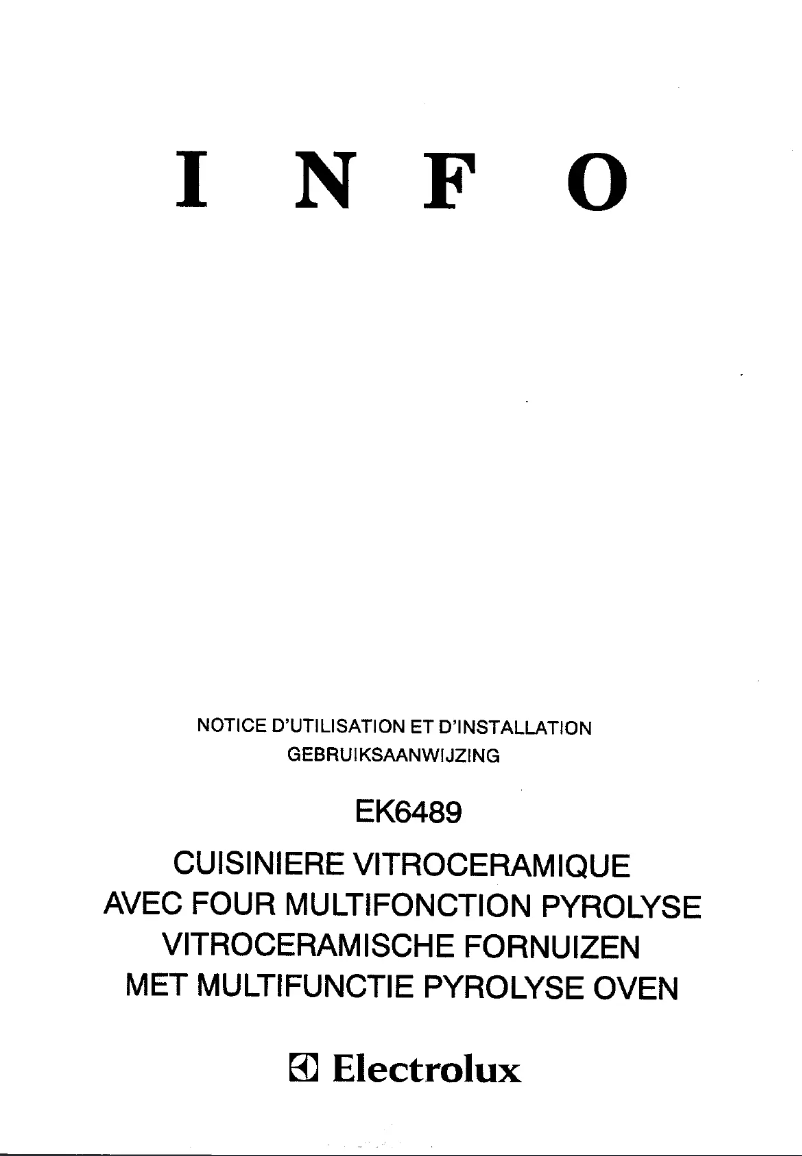 Page 1 of the manual User Manual Electrolux EK6489