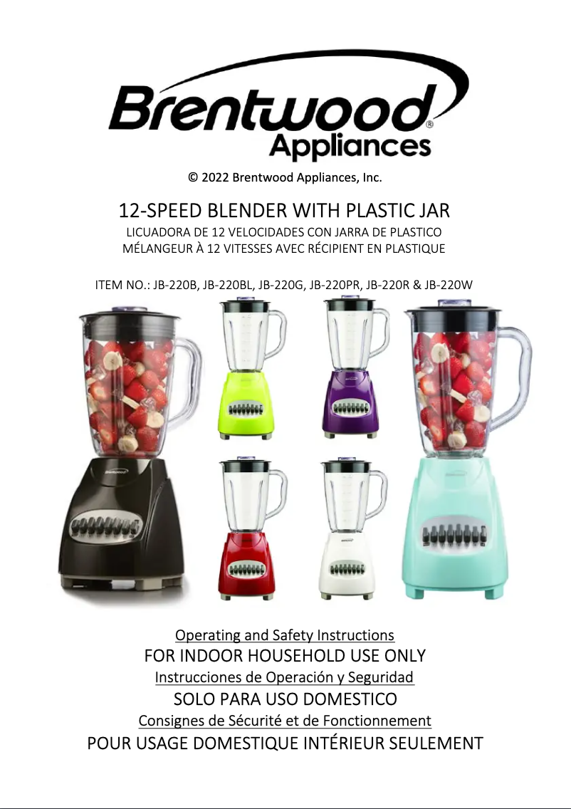 First page image of the manual for JB-220R