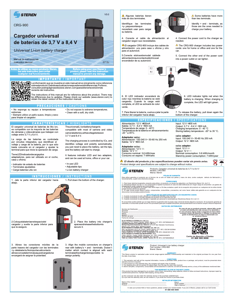 Page 1 of the manual User Manual Steren CRG-900