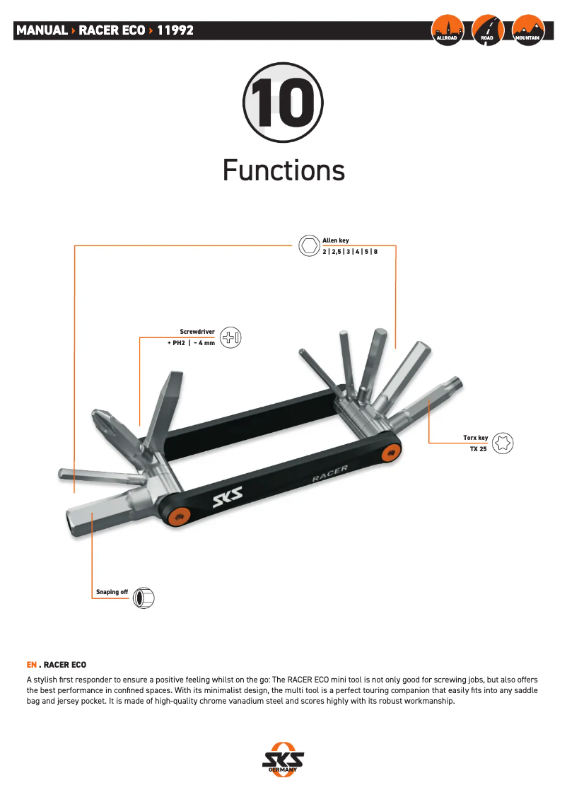 Image de la première page du manuel de l'appareil Racer ECO