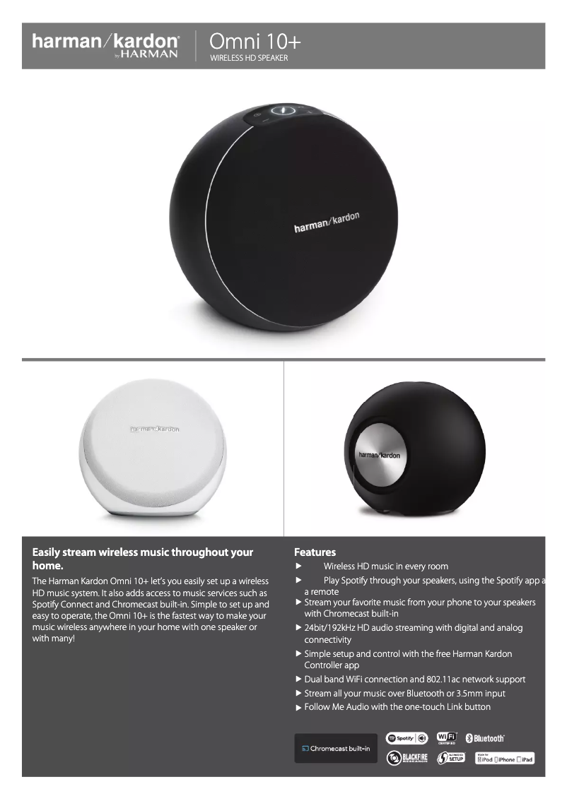 Page 1 of the manual Technical Sheet Harman Kardon Omni 10+