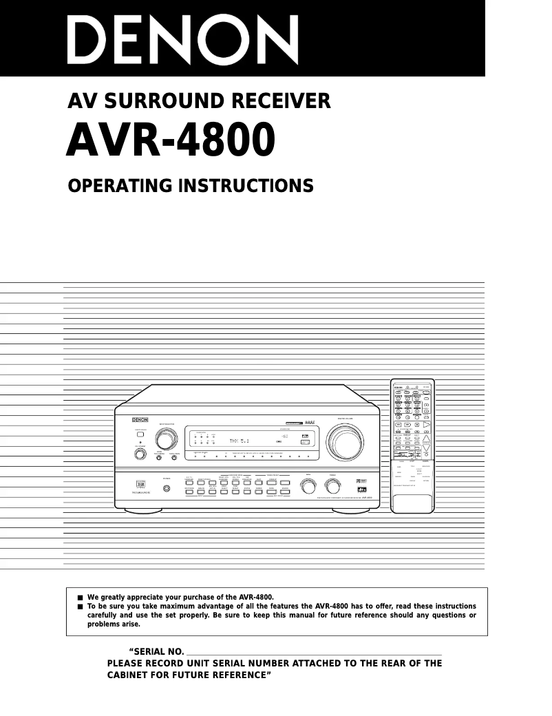 Page 1 of the manual User Manual Denon AVR-4800