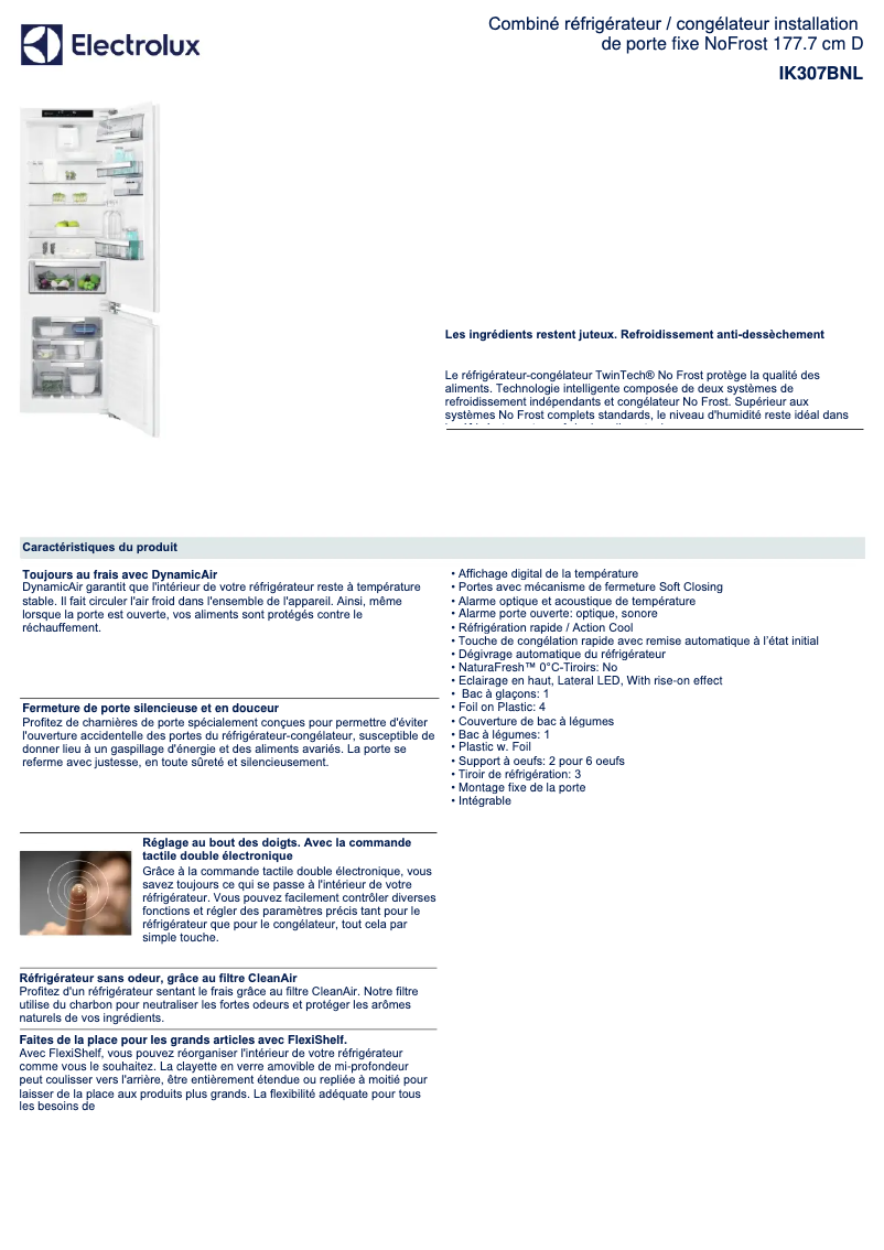 First page image of the manual for IK307BNL