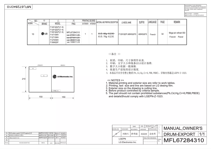 First page image of the manual for F1291QDP
