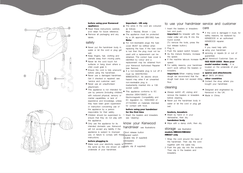 Page 1 of the manual User Manual Kenwood HM324