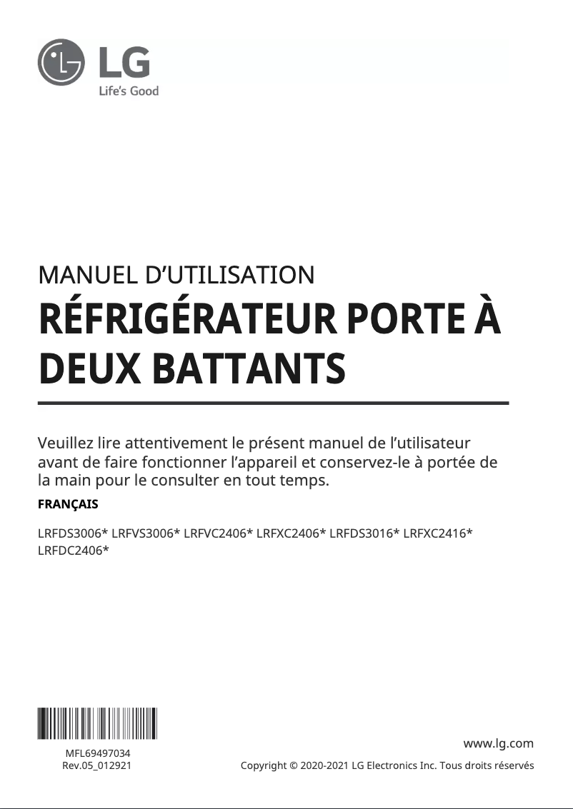 First page image of the manual for LRFDS3016M