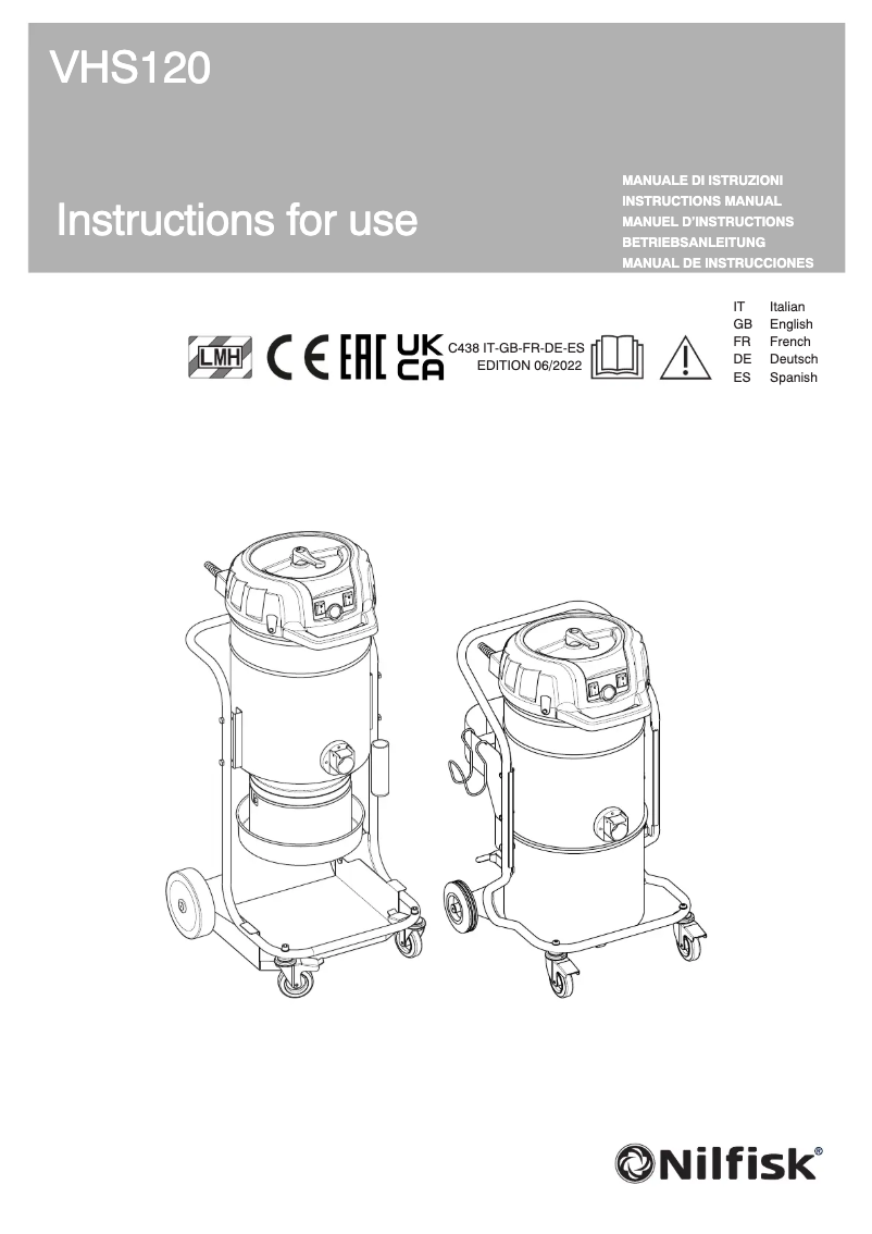 Page 1 of the manual User Manual Nilfisk VHS120