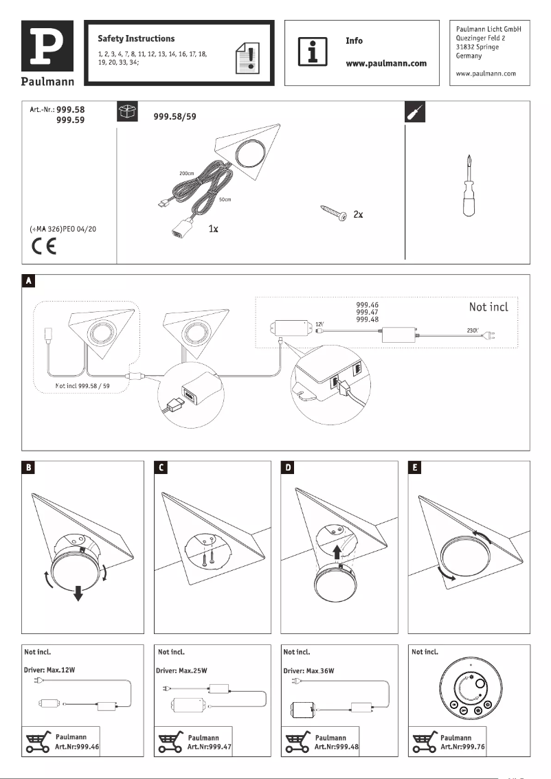 First page image of the manual for 999.58