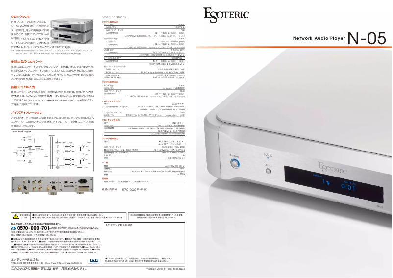 Page 1 of the manual Catalogue Esoteric N-05