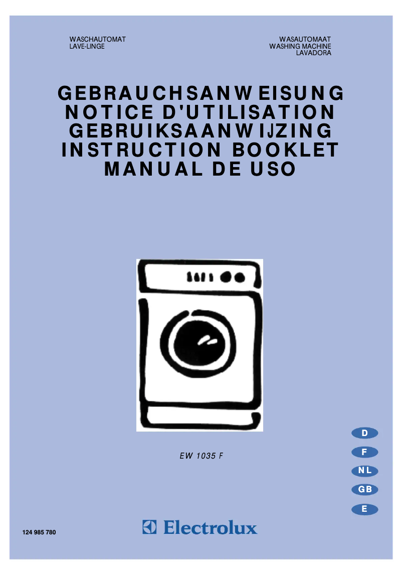 Page 1 of the manual User Manual Electrolux EW1035F