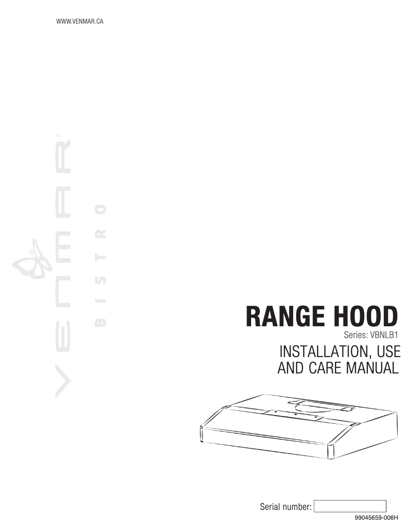 First page image of the manual for Bistro VBNLB130SS