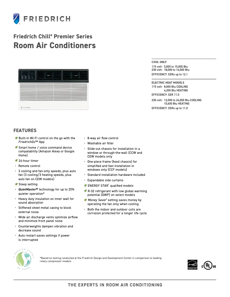 Page 1 of the manual Technical Sheet Friedrich Chill Premier CCW15B10B
