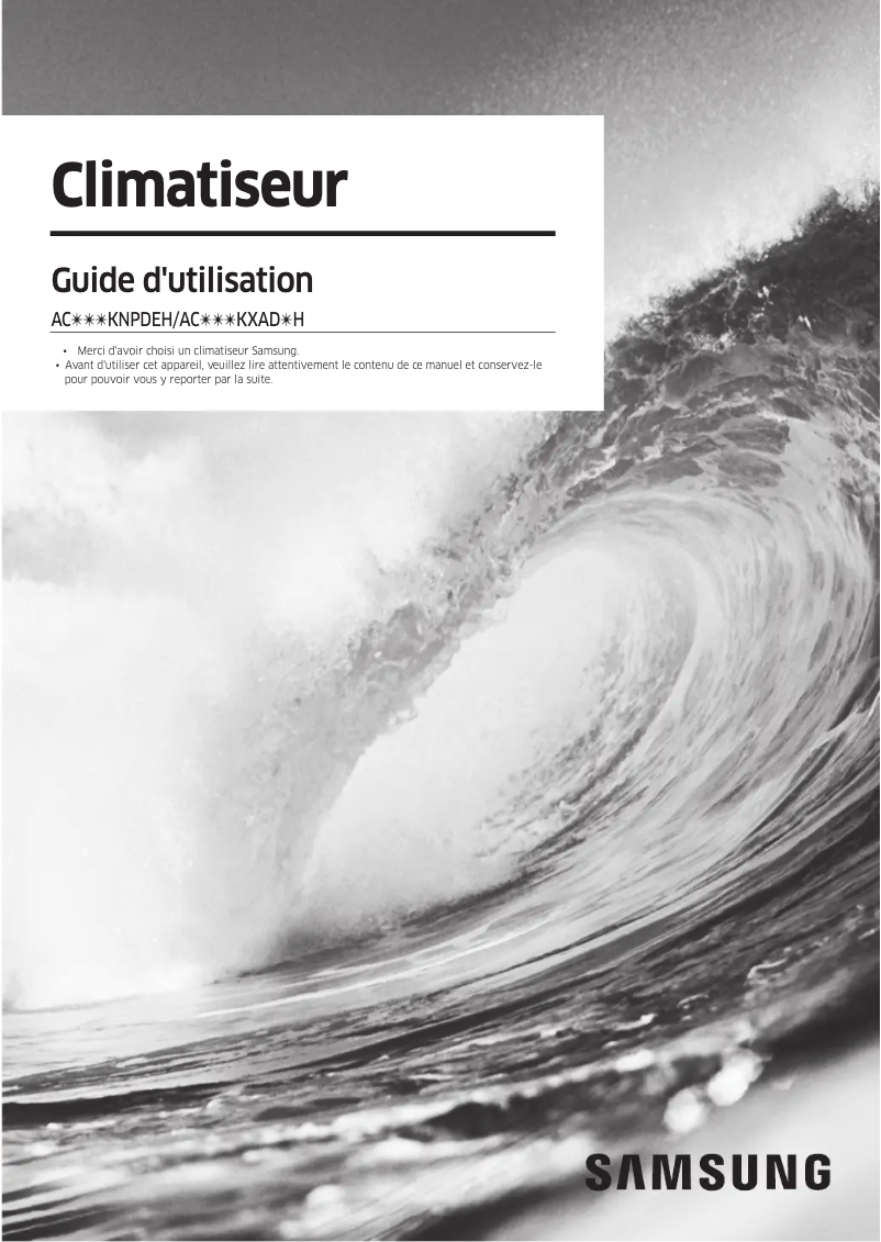 Page 1 of the manual User Manual Samsung AC100KNPDEH/EU