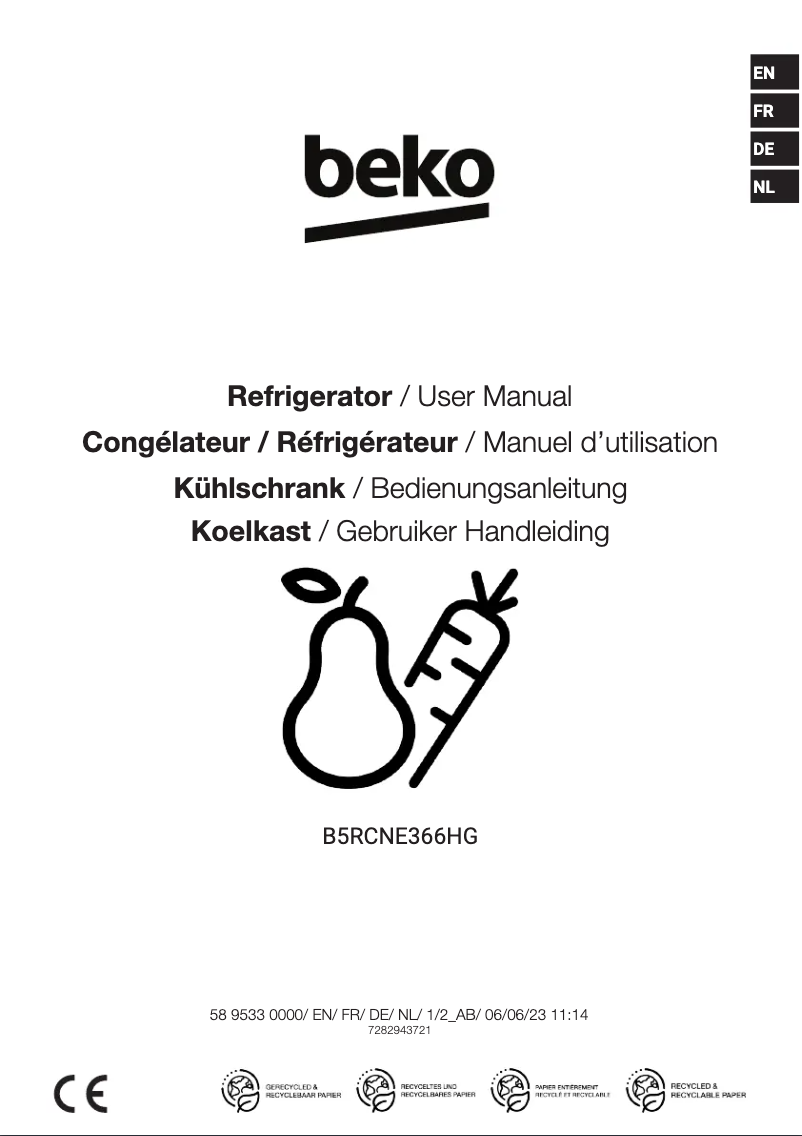 First page image of the manual for B5RCNE366HG