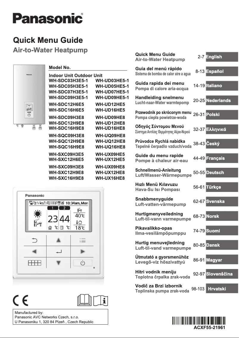 Page 1 of the manual User Manual Panasonic WH-SQC09H3E8