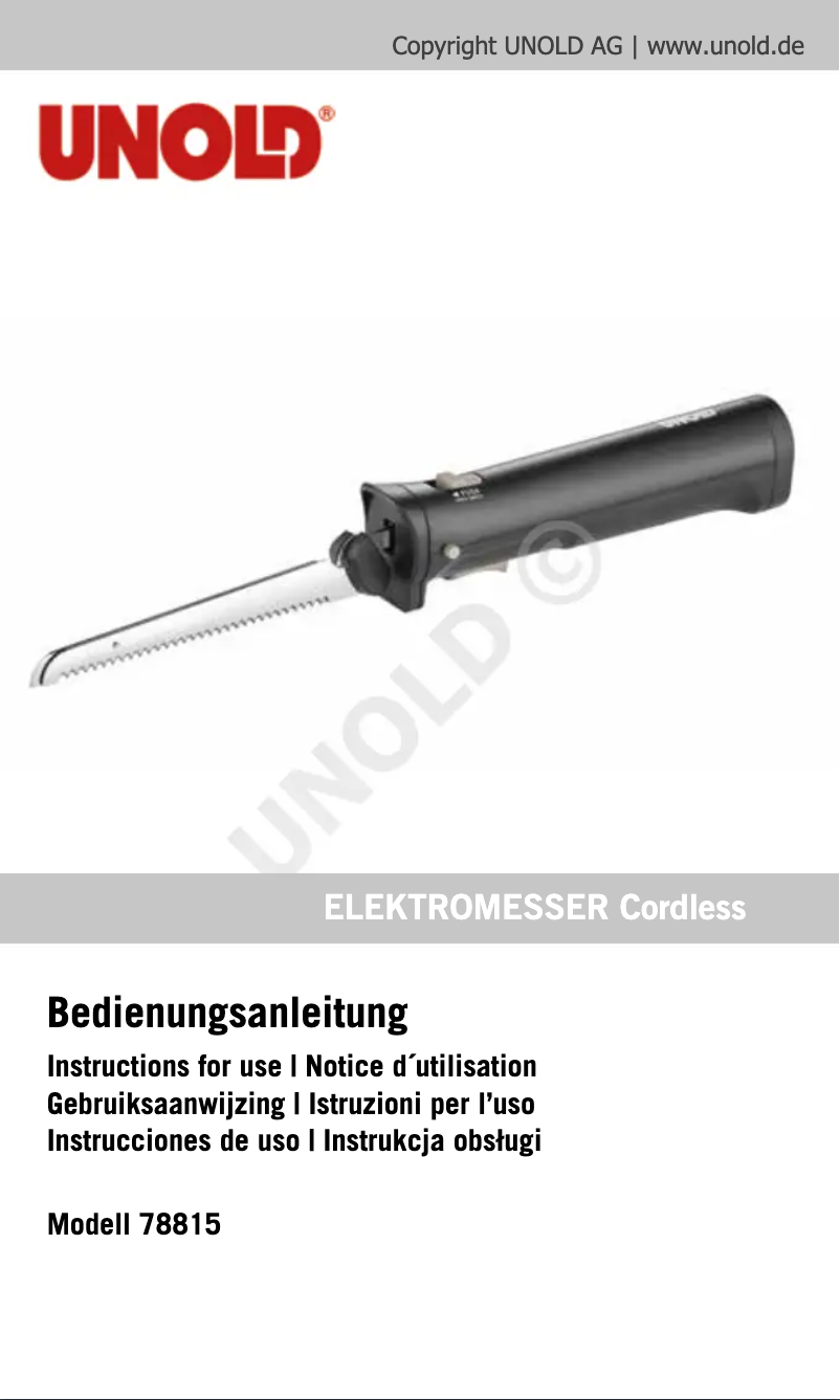 Page 1 of the manual User Manual Unold 78815