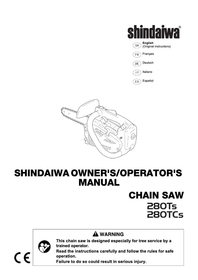 Page 1 of the manual User Manual Shindaiwa 280TCS
