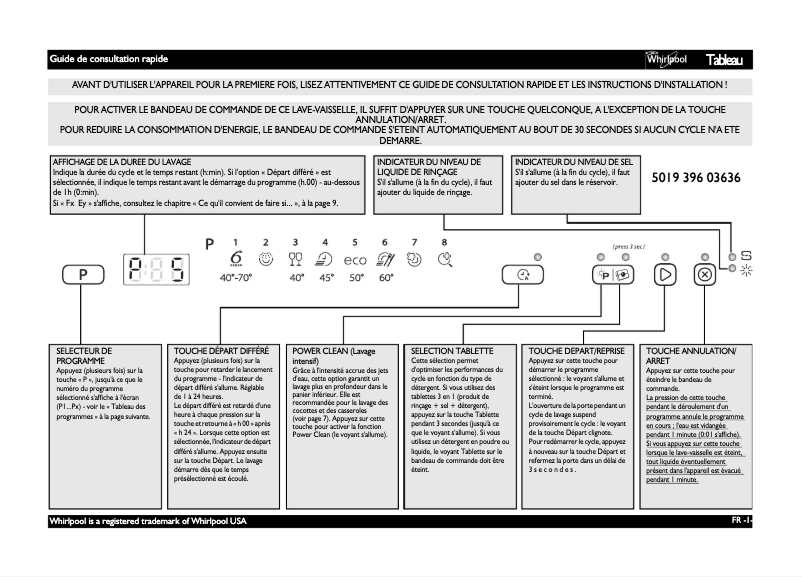 Page 1 of the manual User Manual Whirlpool ADPU 7452 6S IX
