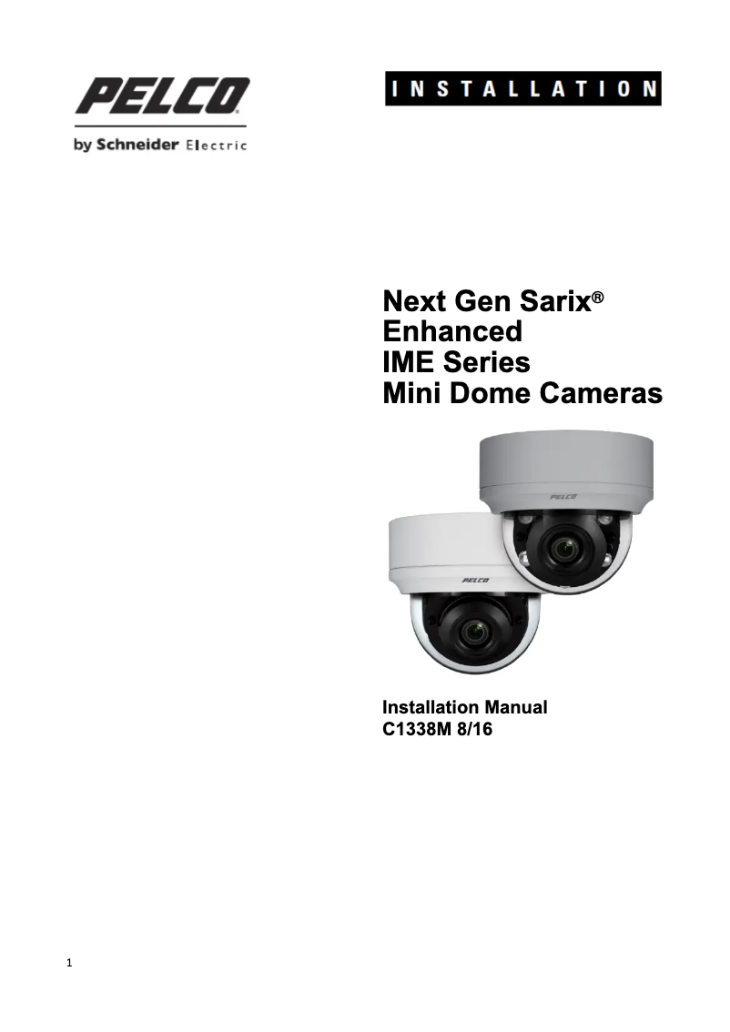 Page 1 of the manual User Manual Schneider Sarix IME229-1IS