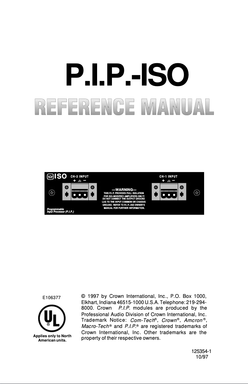 First page image of the manual for P.I.P.-ISO