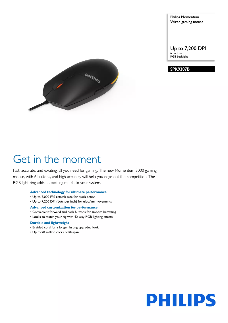 Page 1 of the manual Technical Sheet Philips SPK9307