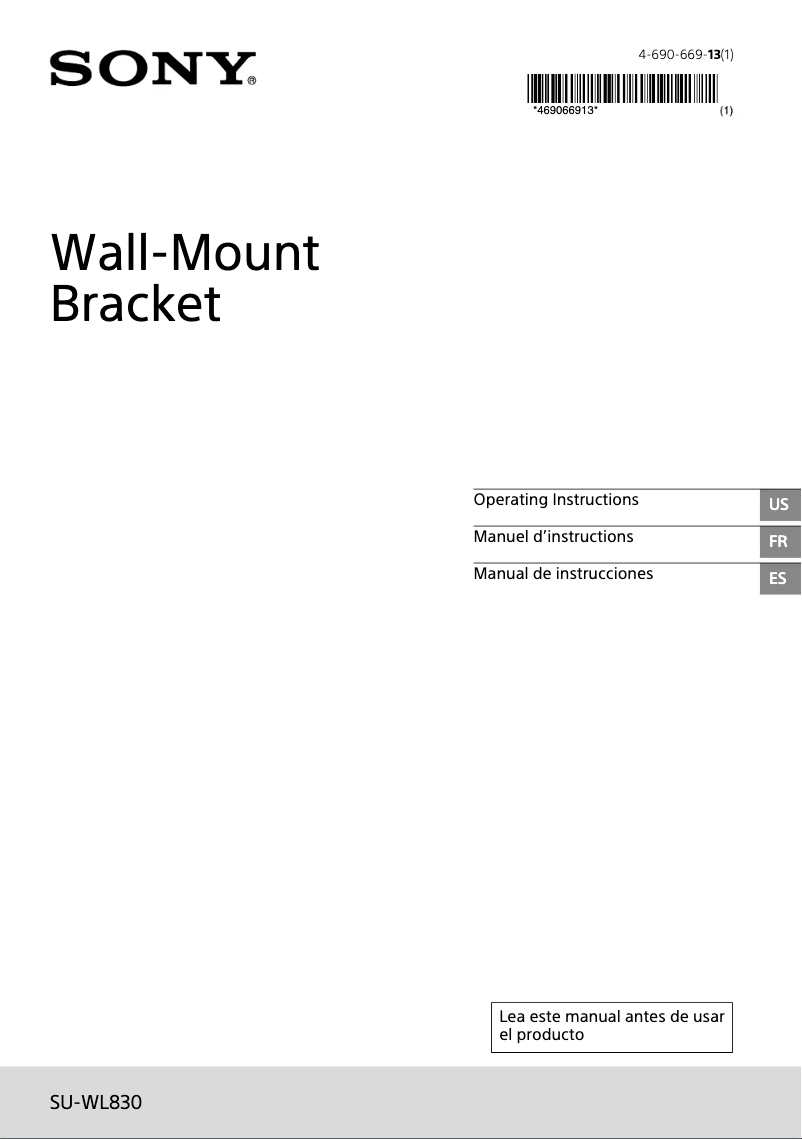 Page 1 of the manual User Manual Sony SU-WL830