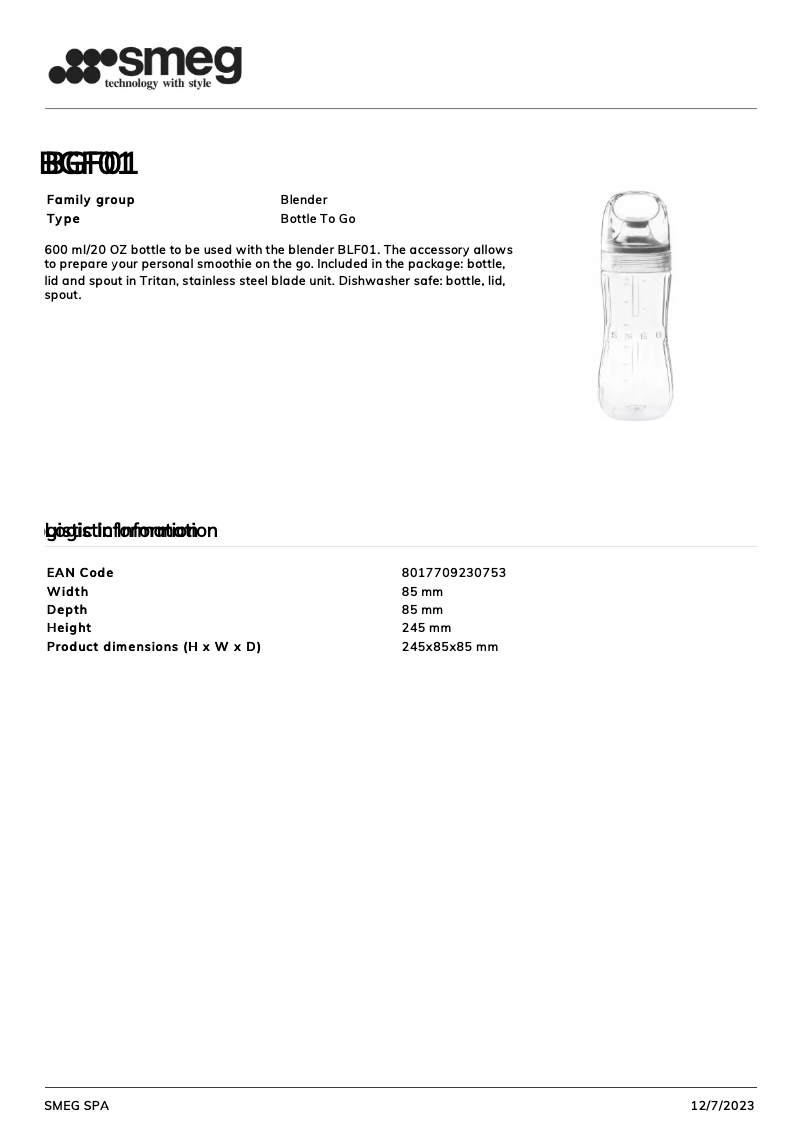 First page image of the manual for BGF01