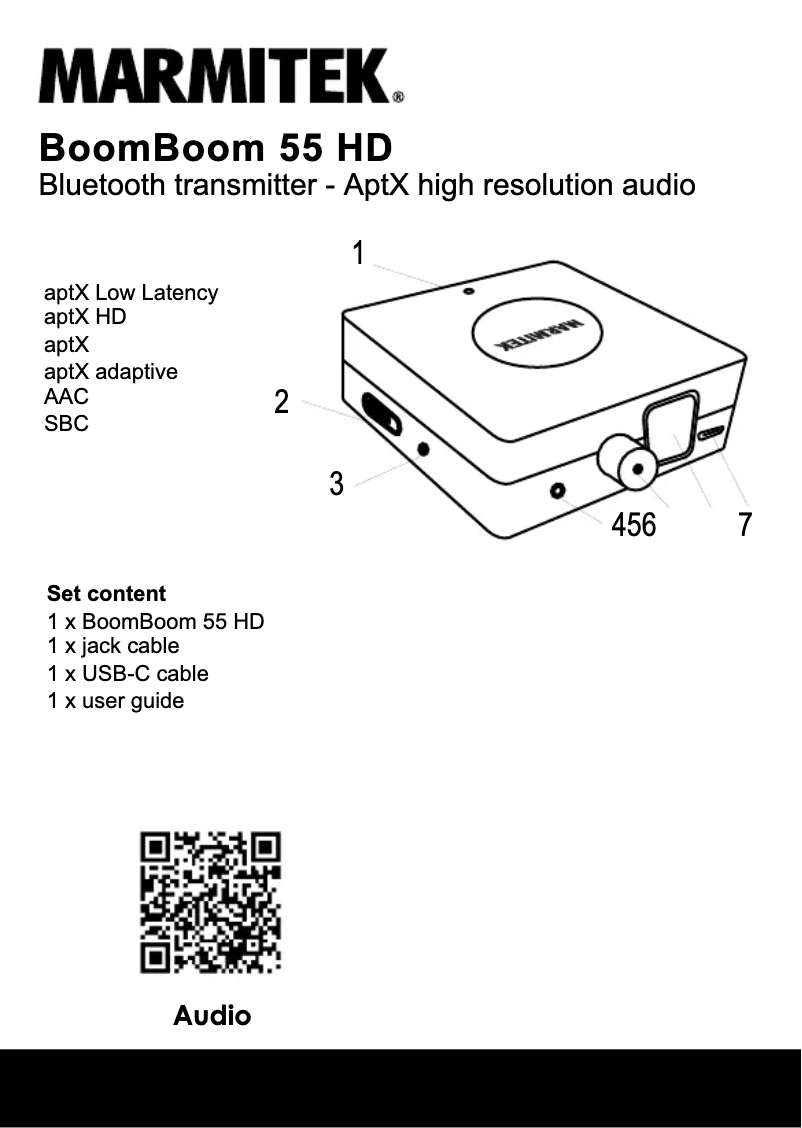 First page image of the manual for BoomBoom 55 HD