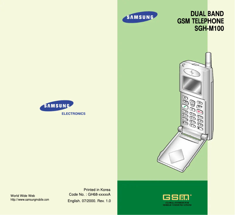 First page image of the manual for SGH-M100SA