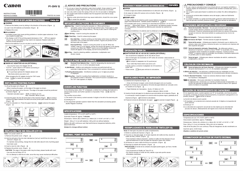 Page 1 of the manual User Manual Canon P1-DHV G