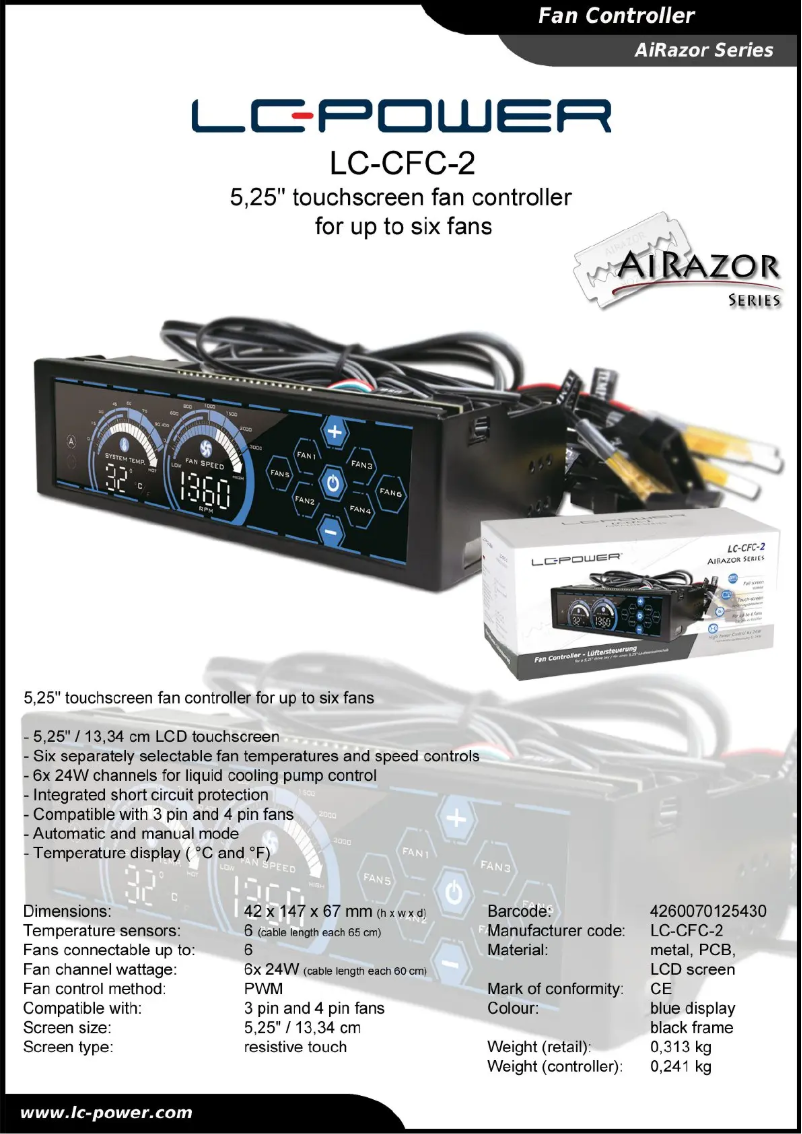 Page 1 of the manual Technical Sheet LC-Power LC-CFC-2
