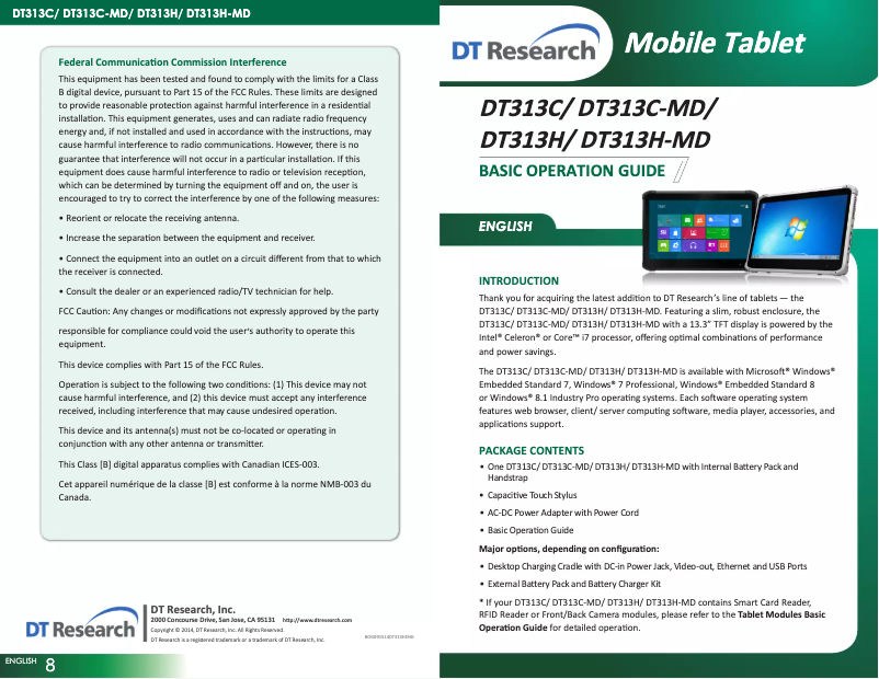 Page 1 of the manual User Manual DT Research DT313C-MD
