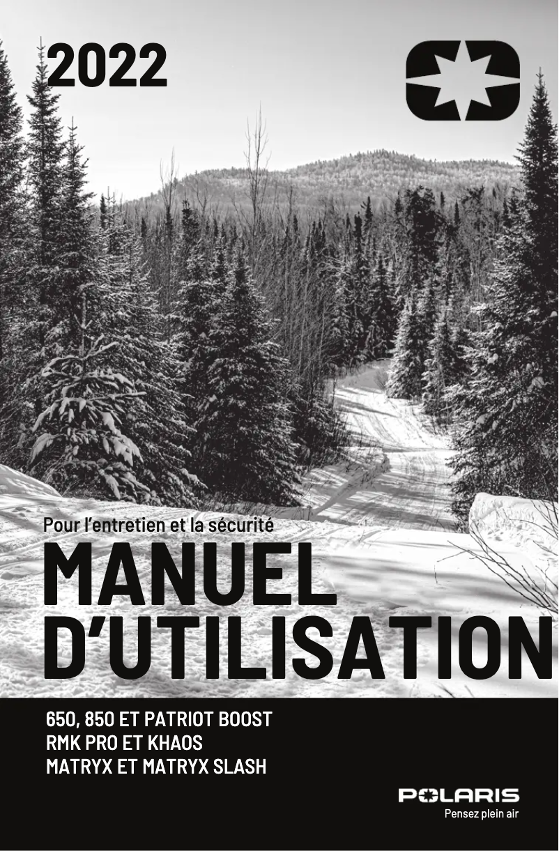 Page 1 of the manual User Manual Polaris 850 RMK Khaos Slash 165 (2022)